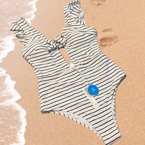 Striped one piece swimsuit